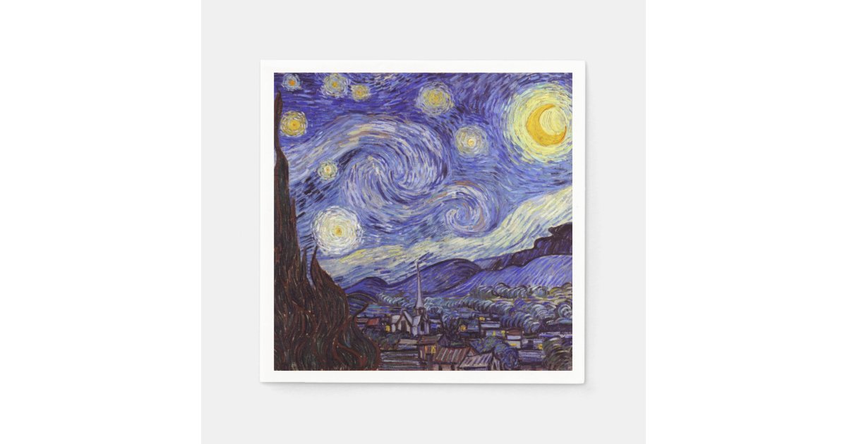 Vincent Van Gogh Starry Night Vintage Fine Art Napkins | Zazzle