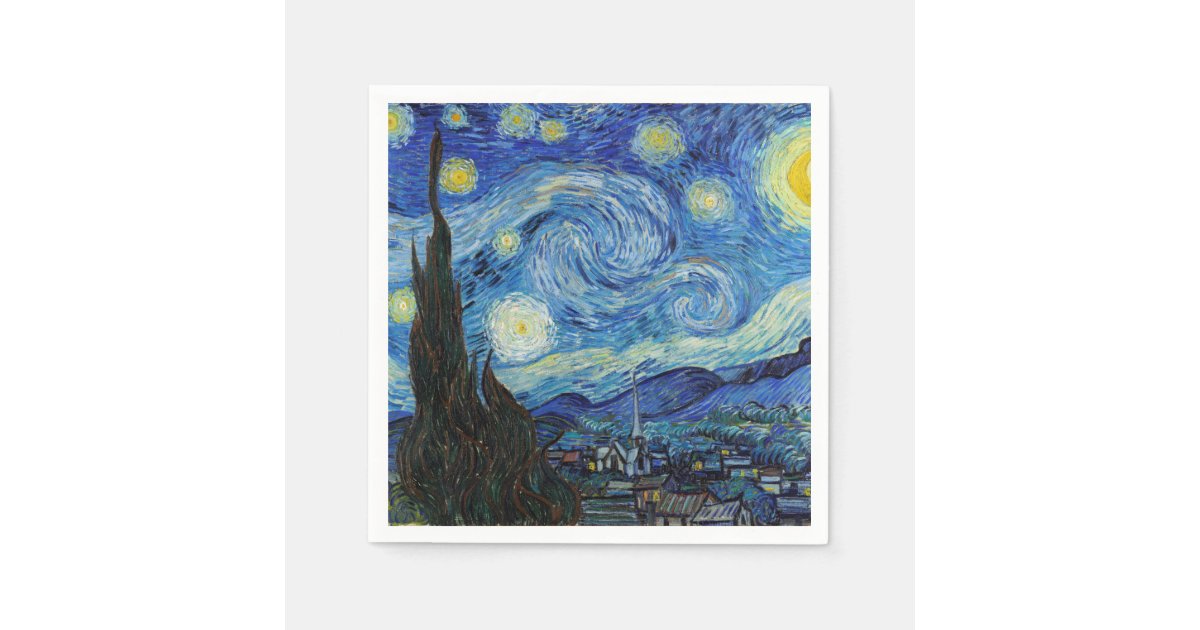 Vincent Van Gogh Starry Night Vintage Fine Art Napkins | Zazzle