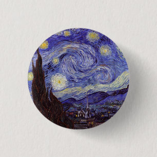 Vincent Van Gogh Starry Night Vintage Fine Art Pinback Button