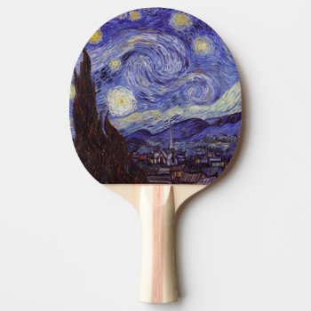 Vincent Van Gogh Starry Night Vintage Fine Art Ping-pong Paddle by artfoxx at Zazzle