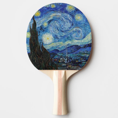 Vincent Van Gogh Starry Night Vintage Fine Art Ping Pong Paddle