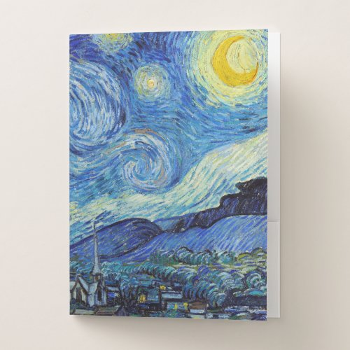 Vincent Van Gogh Starry Night Vintage Fine Art Pocket Folder