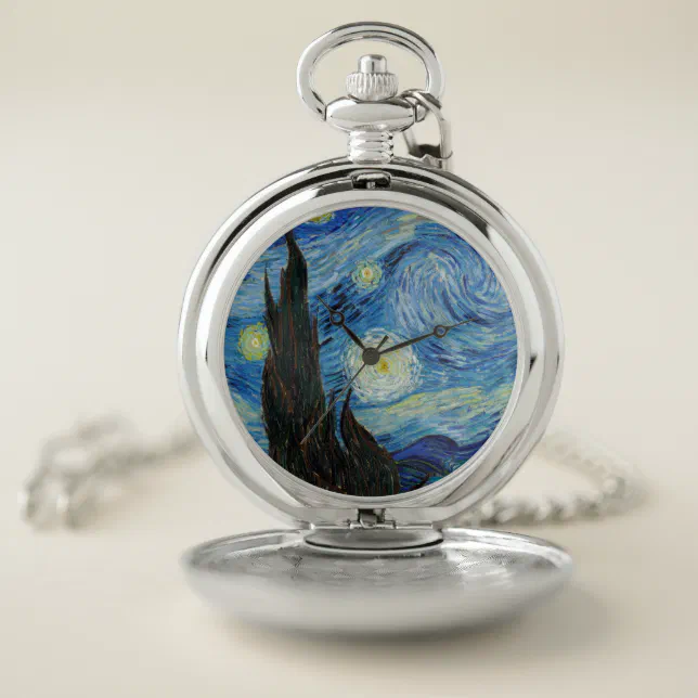 Vincent Van Gogh Starry Night Vintage Fine Art Pocket Watch  display picture 1