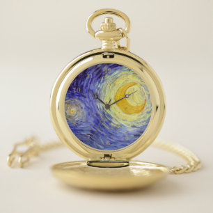 Vincent Van Gogh Starry Night Vintage Fine Art Pocket Watch