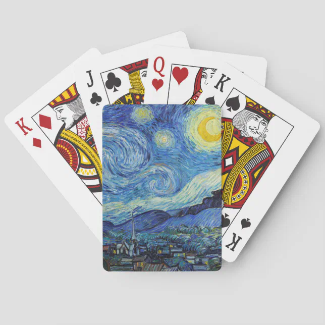 Vincent Van Gogh Starry Night Vintage Fine Art Poker Cards | Zazzle