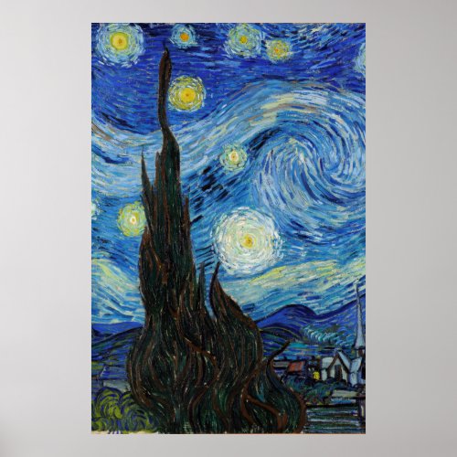 Vincent Van Gogh Starry Night Vintage Fine Art Poster