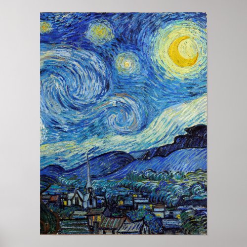 Vincent Van Gogh Starry Night Vintage Fine Art Poster