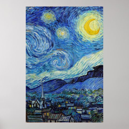 Vincent Van Gogh Starry Night Vintage Fine Art Poster