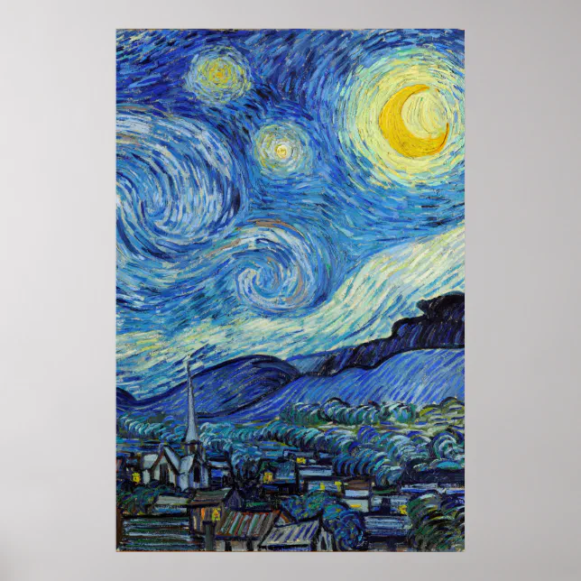 Vincent Van Gogh Starry Night Vintage Fine Art Poster | Zazzle