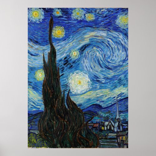 Vincent Van Gogh Starry Night Vintage Fine Art Poster