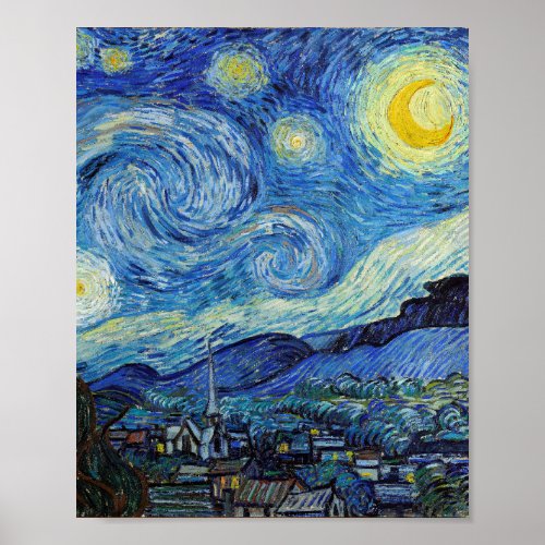 Vincent Van Gogh Starry Night Vintage Fine Art Poster