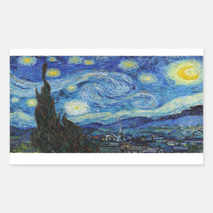Vincent Van Gogh Starry Night Vintage Fine Art Rectangular Sticker