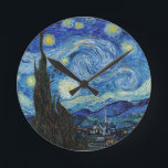 Vincent Van Gogh Starry Night Vintage Fine Art Round Clock<br><div class="desc">Vincent Van Gogh Starry Night Vintage Fine Art Round Clock</div>