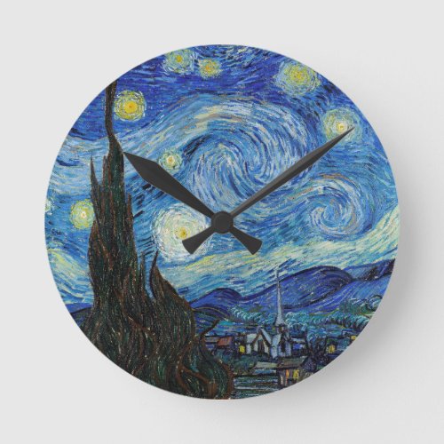 Vincent Van Gogh Starry Night Vintage Fine Art Round Clock
