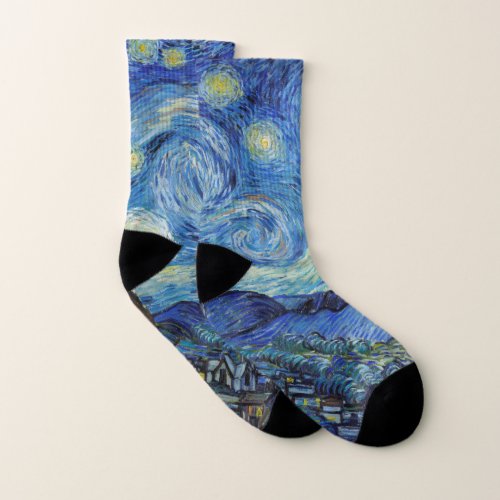 Vincent Van Gogh Starry Night Vintage Fine Art Socks