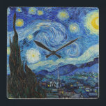Vincent Van Gogh Starry Night Vintage Fine Art Square Wall Clock<br><div class="desc">Vincent Van Gogh Starry Night Vintage Fine Art Square Wall Clock</div>
