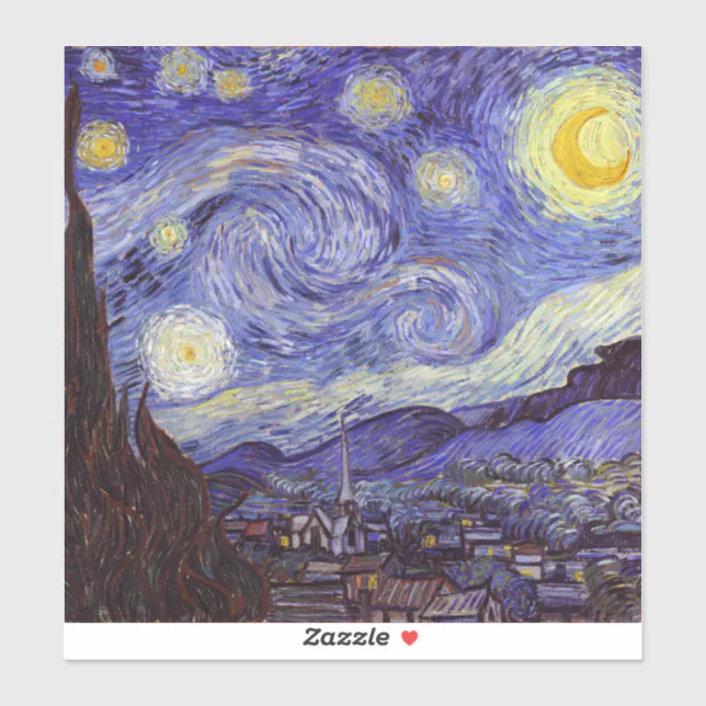 Vincent Van Gogh Starry Night Vintage Fine Art Sticker | Zazzle