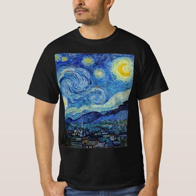 Vincent Van Gogh Starry Night Vintage Fine Art T-Shirt (Front)