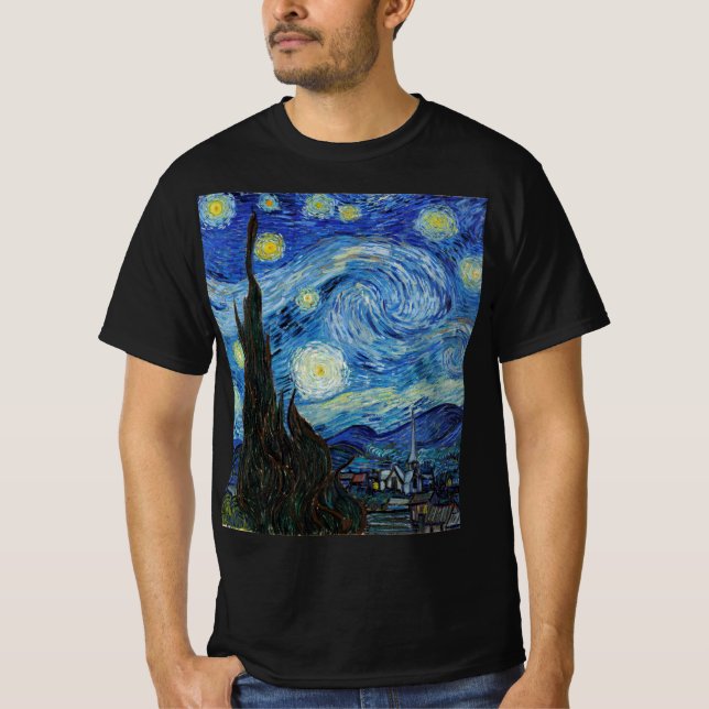 Vincent Van Gogh Starry Night Vintage Fine Art T-Shirt (Front)