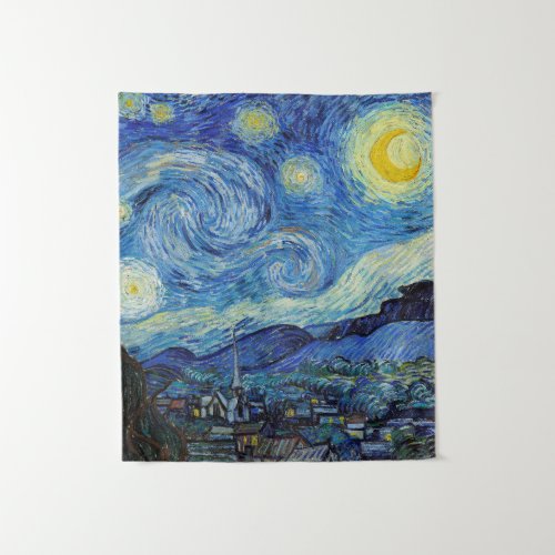 Vincent Van Gogh Starry Night Vintage Fine Art Tapestry