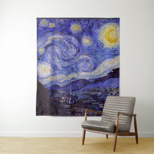 Vincent Van Gogh Starry Night Vintage Fine Art Tapestry