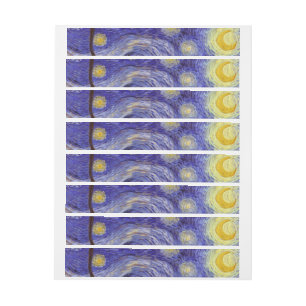 Vincent Van Gogh Starry Night Vintage Fine Art Wrap Around Address Label