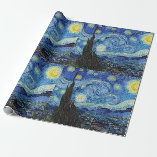 Vincent Van Gogh Starry Night Vintage Fine Art Wrapping Paper