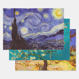 Vincent Van Gogh Starry Night Vintage Fine Art Wrapping Paper Sheets