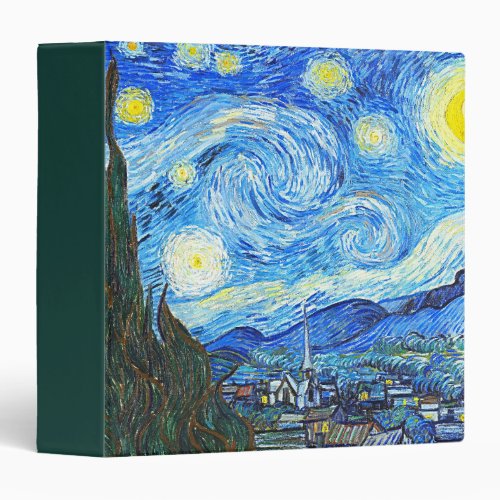 Vincent Van Gogh Starry Night Vintage Painting 3 Ring Binder