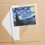 Vincent Van Gogh Starry Night Wedding Acrylic Invitations<br><div class="desc">Elegant modern acrylic wedding invitation featuring Vincent Van Gogh Starry Night painting</div>