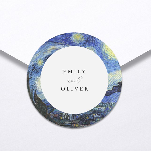 Vincent Van Gogh Starry Night Wedding Classic Round Sticker (Creator Uploaded)