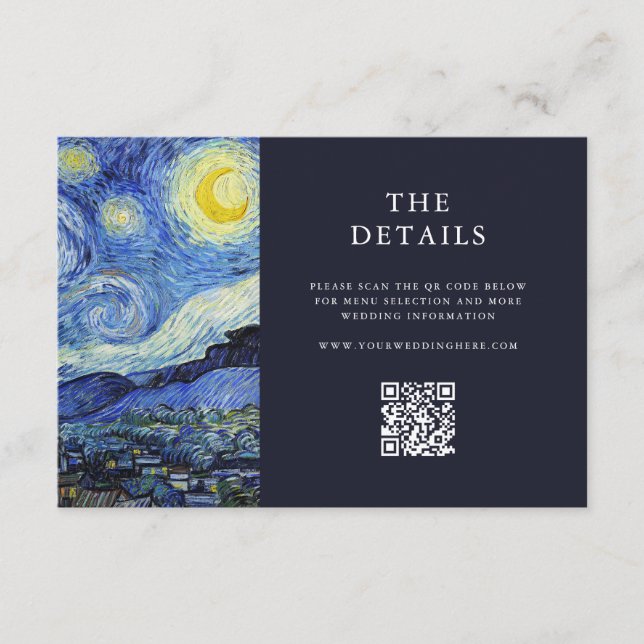 Vincent Van Gogh Starry Night Wedding Enclosure Card (Front)