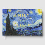 Vincent Van Gogh Starry Night Wedding Foil Guest Book<br><div class="desc">Wedding guest book featuring monogram names and date in gold foil with Vincent Van Gogh Starry Night painting background.</div>