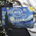 Vincent Van Gogh Starry Night Wedding Foil Guest Book<br><div class="desc">Wedding guest book featuring monogram names and date in gold foil with Vincent Van Gogh Starry Night painting background.</div>