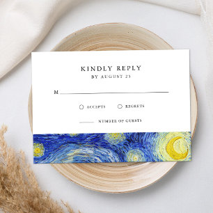 Vincent Van Gogh Starry Night Wedding RSVP Card