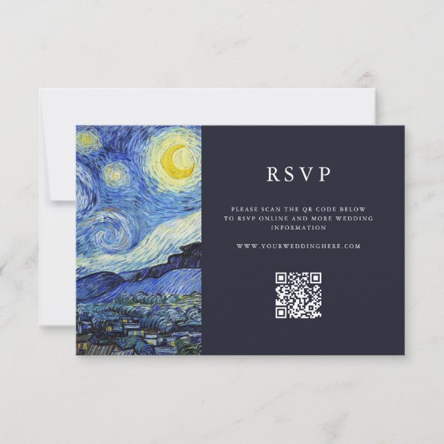 Vincent Van Gogh Starry Night Wedding RSVP Card (Front)
