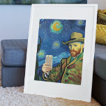 Vincent Van Gogh Starry Selfie Night By Ricaso Poster<br><div class="desc">Vincent Van Gogh Starry Selfie Night By Ricaso - original art Copyright © Ricaso - a fun twist with Van Gogh holding a cell phone and taking a selfie photo.</div>