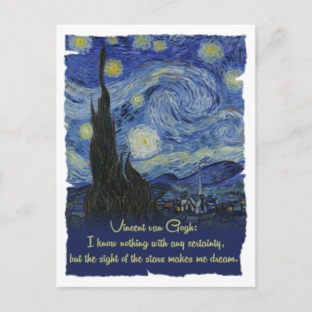 Vincent van Gogh Stars make me dream CC0774 Quotes Postcard (Front)