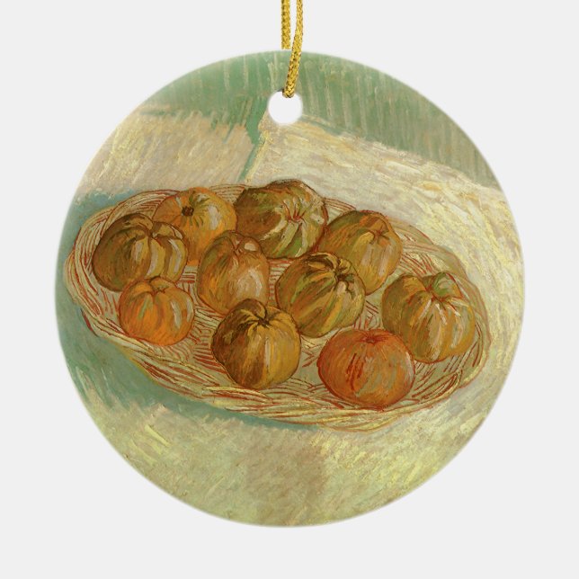 Vincent van Gogh - Still Life Basket of Apples Ceramic Ornament (Front)