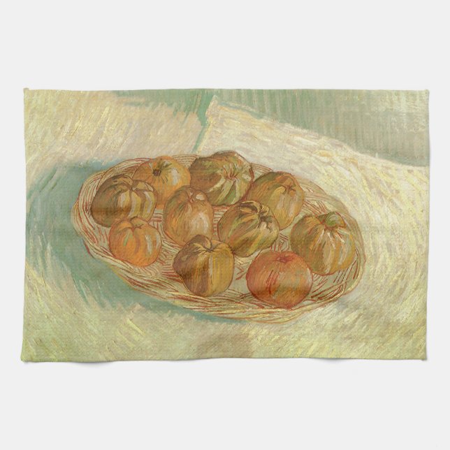 Vincent van Gogh - Still Life Basket of Apples Kitchen Towel (Horizontal)