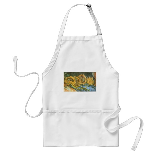 Vincent van Gogh - Still Life: Four Cut Sunflowers Adult Apron (Front)
