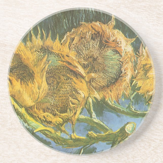 Vincent van Gogh - Still Life: Four Cut Sunflowers Drink Coaster (Front)