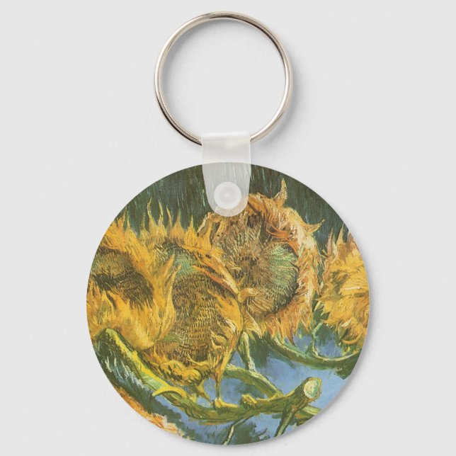 Vincent van Gogh - Still Life: Four Cut Sunflowers Keychain (Front)