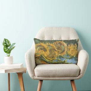 Vincent van Gogh - Still Life: Four Cut Sunflowers Lumbar Pillow