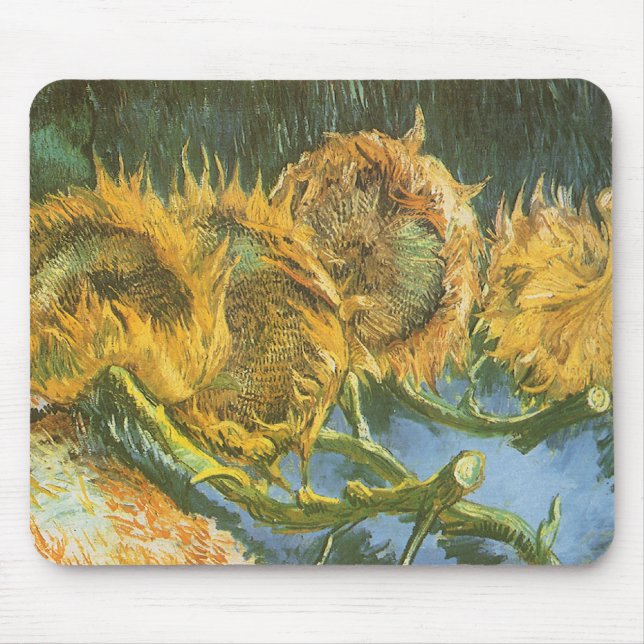 Vincent van Gogh - Still Life: Four Cut Sunflowers Mouse Pad (Front)