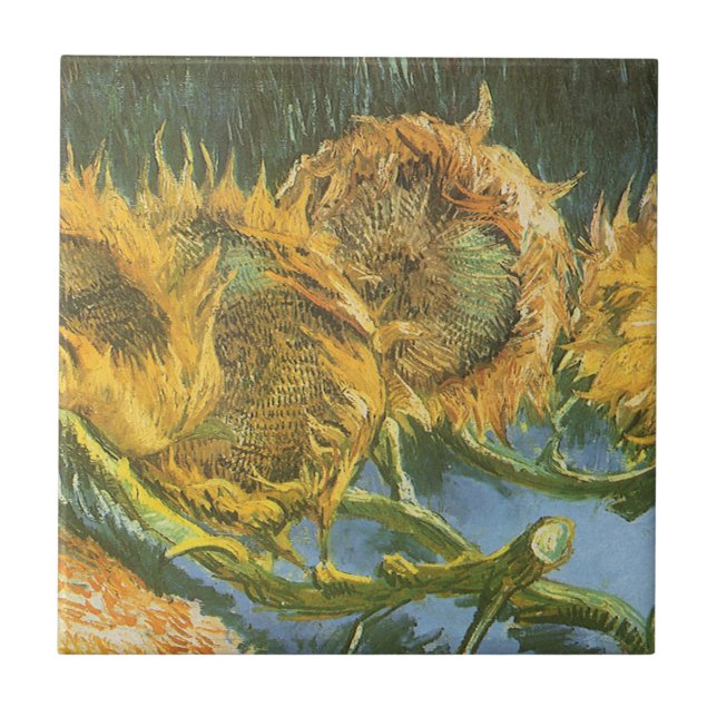 Vincent van Gogh - Still Life: Four Cut Sunflowers Tile (Front)