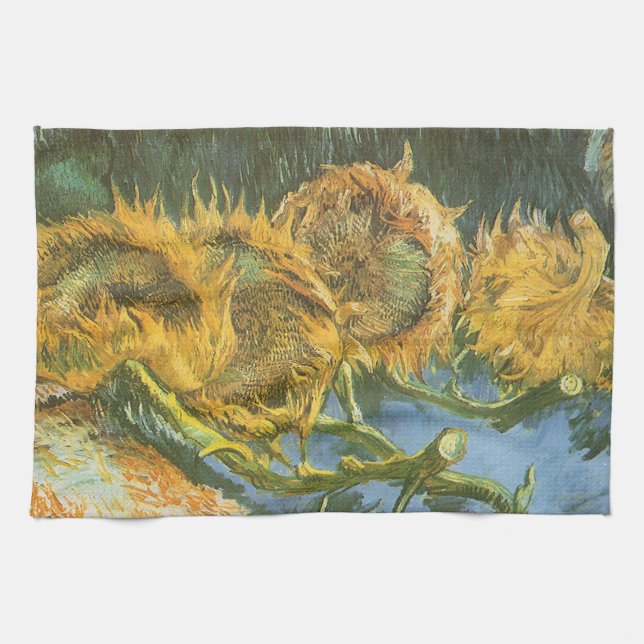 Vincent van Gogh - Still Life: Four Cut Sunflowers Towel (Horizontal)