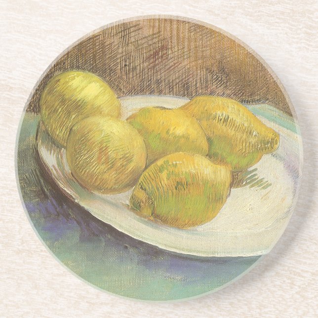 Vincent van Gogh - Still Life Lemons on a Plate Sandstone Coaster (Front)