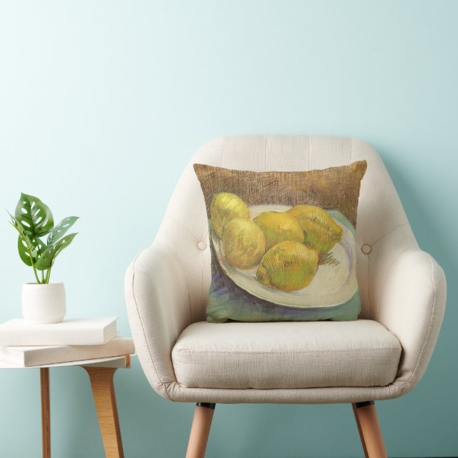 Vincent van Gogh - Still Life Lemons on a Plate Throw Pillow (Chair)