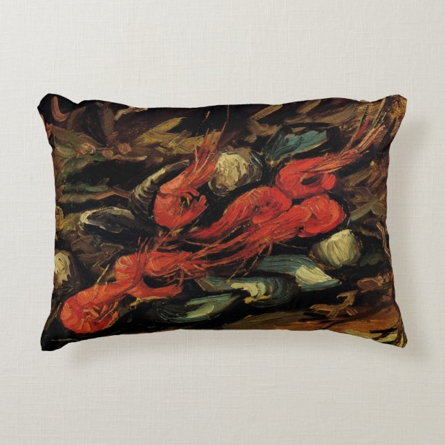 Vincent van Gogh - Still Life Mussels and Shrimp Decorative Pillow (Front)